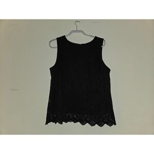 Worthington Lace Tank Top Sleeveless Black Party Cocktail Blouse Large